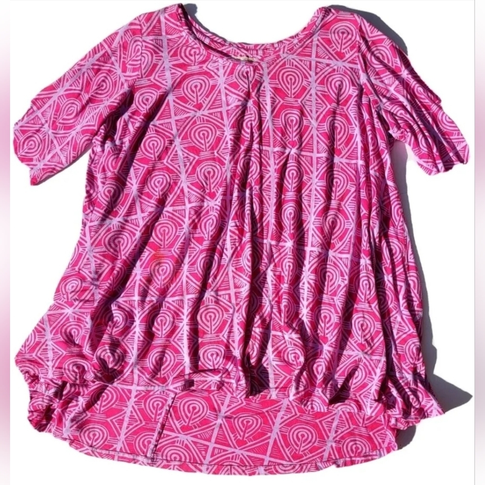 ❌️SOLD❌️ NOANOA Tunic Lily Top Pink Hawaiia Aloha Size L Quarter sleeve